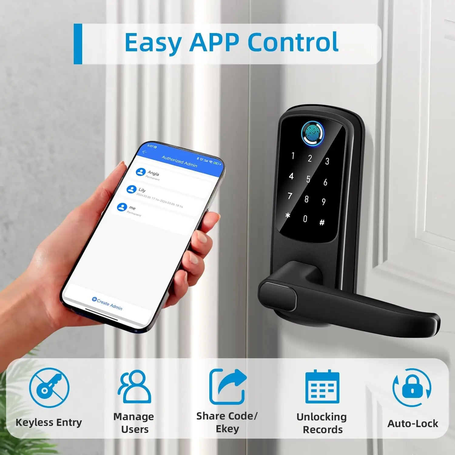 Smart 5-in-1 Biometric Door Lock